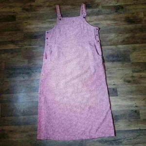 Vintage Womens Gingham Westbound Red & White Checkered Midi Overall Dress Size L